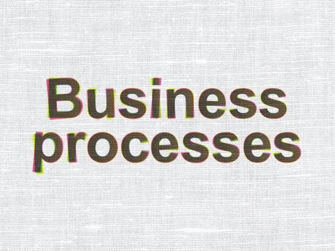 Business Processes on fabric texture background Stock Illustration