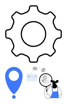Business processes, financial operations, technology workflow, location servi Stock Illustration