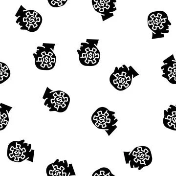 Business processes in head glyph vector seamless pattern イラスト素材