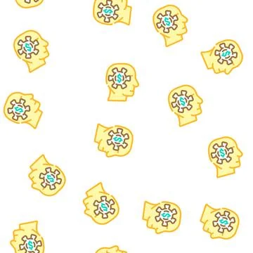 Business processes in head vector seamless pattern 库存插图
