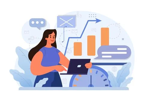 Business processes optimization. Productive employee analyzing Illustrazione stock
