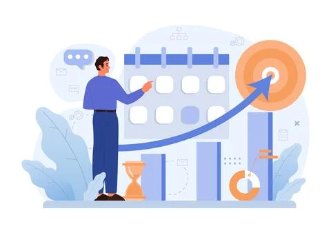 Business processes optimization. Productive employee analyzing Illustrazione stock