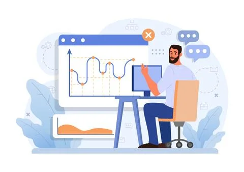 Business processes optimization. Productive employee analyzing Illustrazione stock