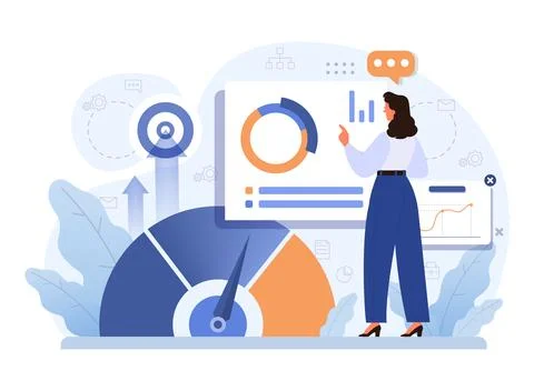 Business processes optimization. Productive employee analyzing Illustrazione stock