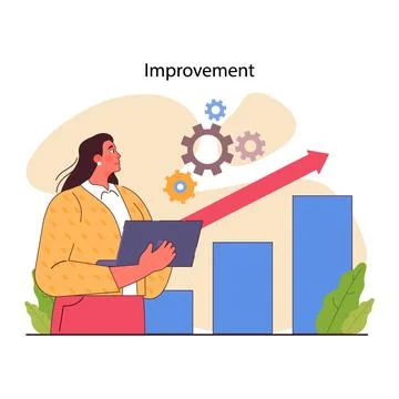 Business processes optimization. Productive employee with efficient Stock Illustration