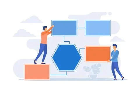 Business processes organization. Workforce distribution, delegating respons.. Illustrazione stock