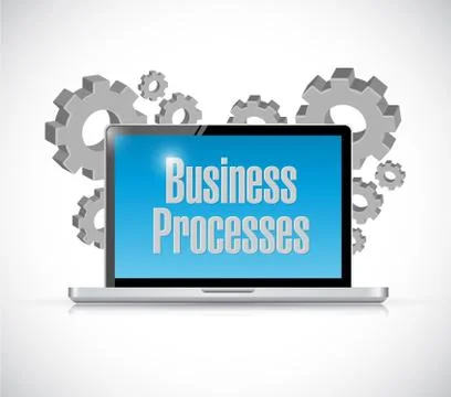 Business processes tech computer sign concept Illustrazione stock