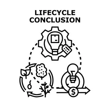 Business product lifecycle development and economic conclusion Stock Illustration
