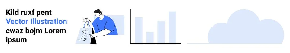 Business Professional Analyzing Data Charts with Cloud Storage Concept Stock Illustration