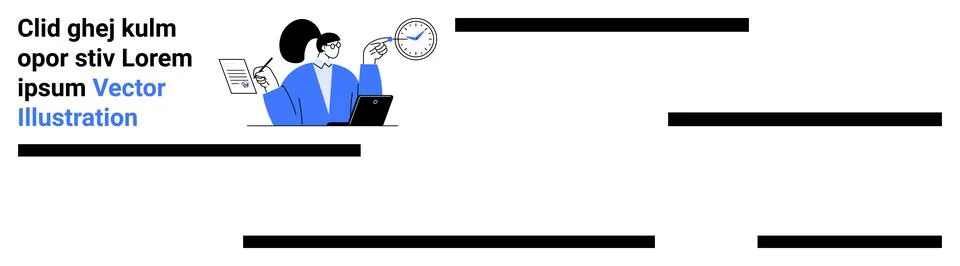 Business Professional Analyzing Graph Data on Laptop with Clock and Documents Stock Illustration
