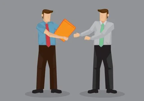 Business Professional Handing Over Document File to Coworker Cartoon Vector I Stockillustratie