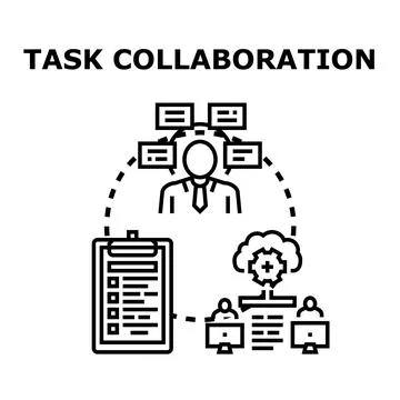Business professional leading task collaboration with team members Ilustração Stock