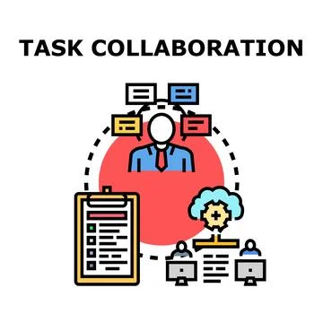 Business professional leading task collaboration with team members Ilustração Stock