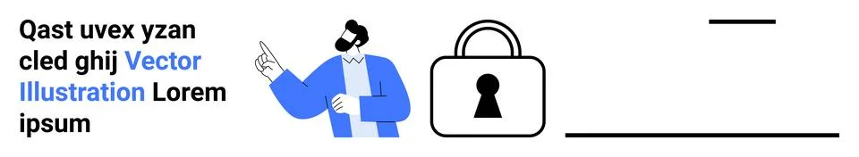 Business professional pointing at security lock highlighting data protectio.. 스톡 일러스트