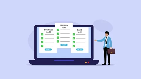 Business Professional Presenting Various Subscription Plans With Pricing Op.. Stock Footage 302538614