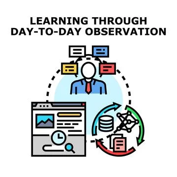 Business professional processing data insights through day to day observation Stockillustratie