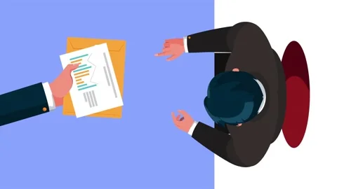 Business professional receiving document folder top view animation showing .. Stock Footage 334534131