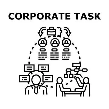 Business professionals collaborating on projects, delegating responsibilities 스톡 일러스트