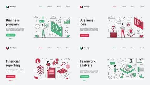 This Business Program covers ideas, financial reporting, and teamwork analysis 스톡 일러스트