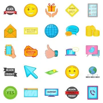 Business program icons set, cartoon style Stockillustratie