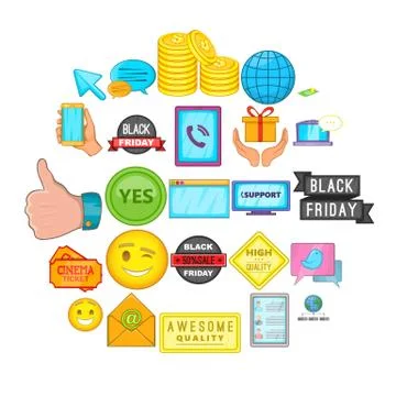 Business program icons set, cartoon style Stockillustratie