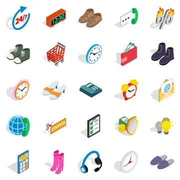 Business program icons set, isometric style Stock Illustration