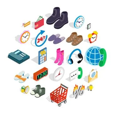 Business program icons set, isometric style Stock Illustration