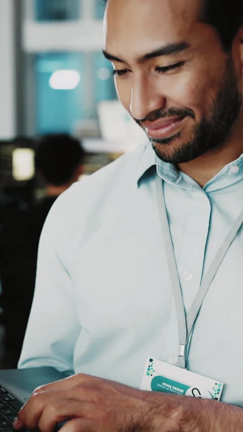 Business, programming and man in workplace, laptop for software development and 스톡 동영상 333229257