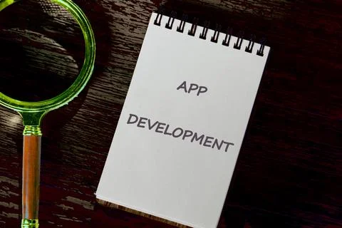 Business, programming, interface, application and network concept. Text APP D Stock Photos