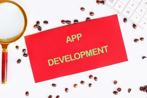 Business, programming, interface, application and network concept. Text APP D Stock Photos