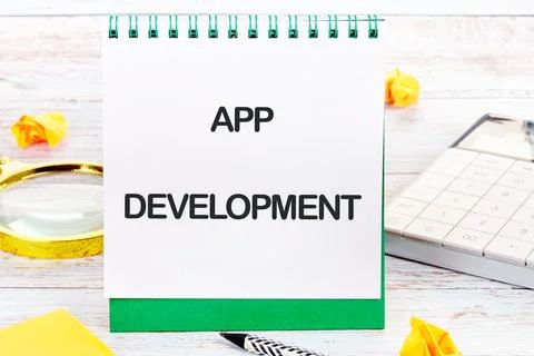 Business, programming, interface, application and network concept. Text APP D Stock Photos