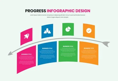 Business progress and data presentation minimalist step infographic template Ilustración de archivo