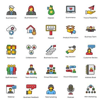 Business Progress Flat Icons Pack Stock Illustration