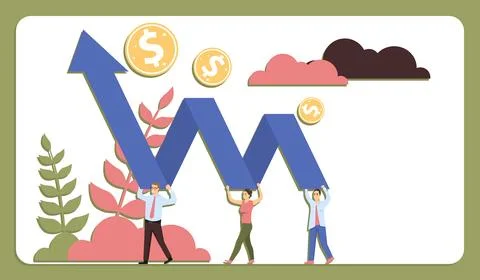 Business progress growth concept. A group of people work together to achieve Stock Illustration