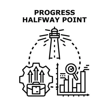 Business progress halfway point achievement illustration Stock Illustration