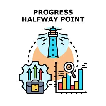 Business progress halfway point achievement illustration Stock Illustration