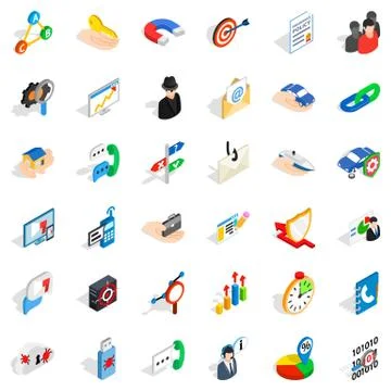 Business progress icons set, isometric style Stock-Illustration