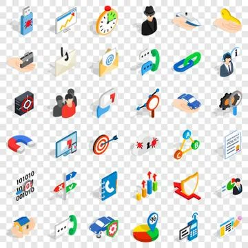 Business progress icons set, isometric style Stock-Illustration