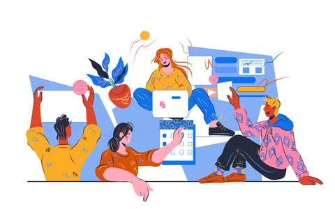 Business project communication and development website flat vector illustrati Illustrazione stock