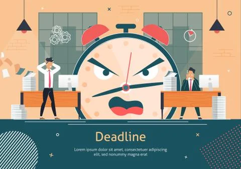 Business Project Deadline Fail Flat Vector Poster Stock Illustration