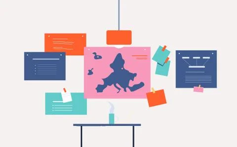 Business project development notes illustration. Strategic design and team Stock Illustration