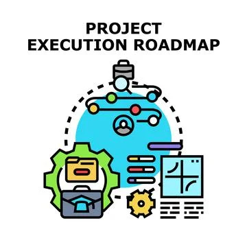 Business project execution roadmap planning development process Stock Illustration