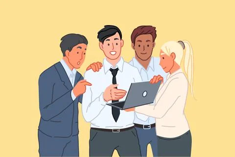 Business project presentation, idea sharing, personnel cooperation, teamwork  Stock-Illustration