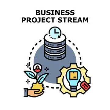 Business project stream process developing ideas and growth Stock Illustration