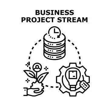 Business project stream process developing ideas and growth Stock-Illustration