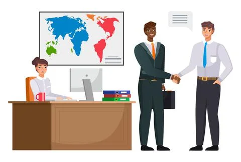 Business propasal for partner. Man make agreement handshake interview Stock Illustration