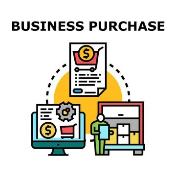 Business purchase concept visualizing diverse online processes Stock Illustration