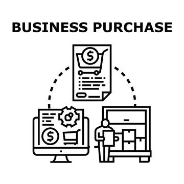 Business purchase concept visualizing diverse online processes Stock Illustration