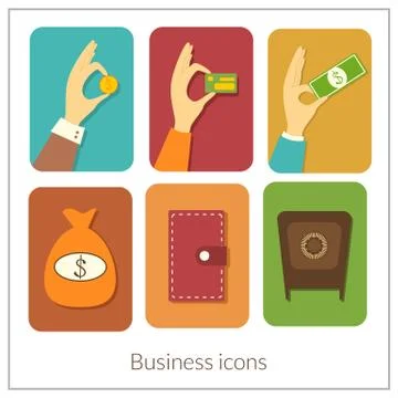 Business rectangular icons with rounded corners Stock Illustration