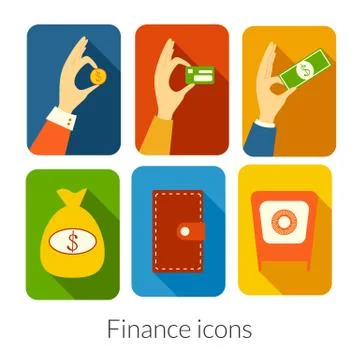 Business rectangular icons with rounded corners Stock Illustration